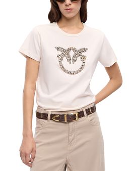 Pinko Pinko Quentin Cotton Embellished Logo Tee