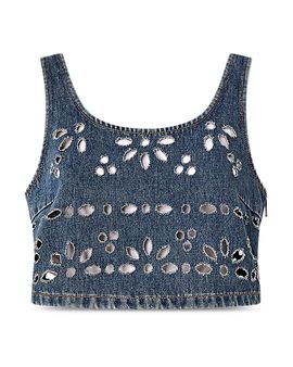 Pinko Pinko Thora Laser Cut Denim Top