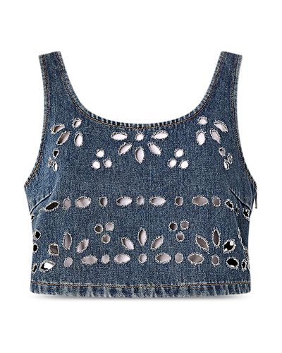 Pinko Pinko Thora Laser Cut Denim Top