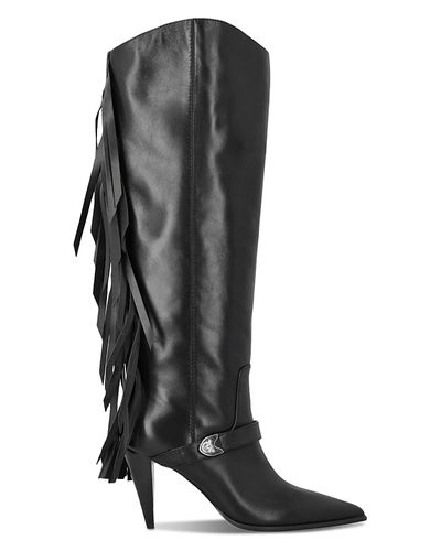 Pinko Pinko Women's Vane 03 Fringed Leather Knee High Boots