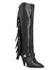 Pinko Pinko Women's Vane 03 Fringed Leather Knee High Boots - 3