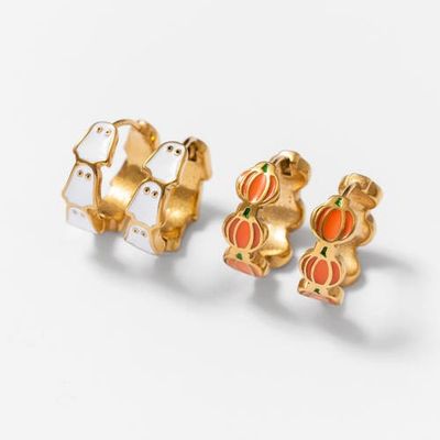 Pip Pop Pip Pop Ghost & Pumpkin Hoop Earring Set