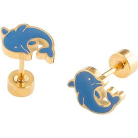 Pip Pop Pip Pop Girls' Dolphin Flatback Stud Hypoallergenic Earrings