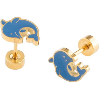 Pip Pop Pip Pop Girls' Dolphin Flatback Stud Hypoallergenic Earrings