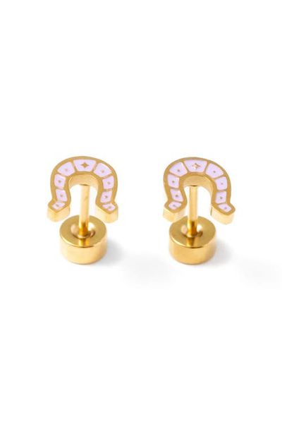 Pip Pop Pip Pop Girls' Horseshoe Flatback Stud Hypoallergenic Earrings