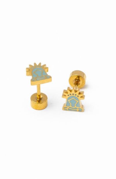 Pip Pop Pip Pop Girls' Lady Liberty Flatback Stud Hypoallergenic Earrings