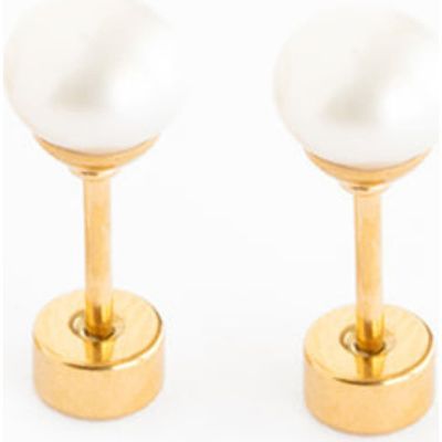 Pip Pop Pip Pop Girls' Pearl Flatback Stud Hypoallergenic Earrings