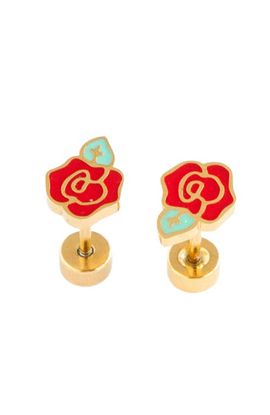 Pip Pop Pip Pop Girls' Rose Flatback Stud Hypoallergenic Earrings