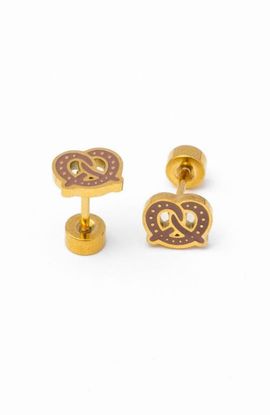 Pip Pop Pip Pop Girls' Soft Pretzel Flatback Stud Hypoallergenic Earrings