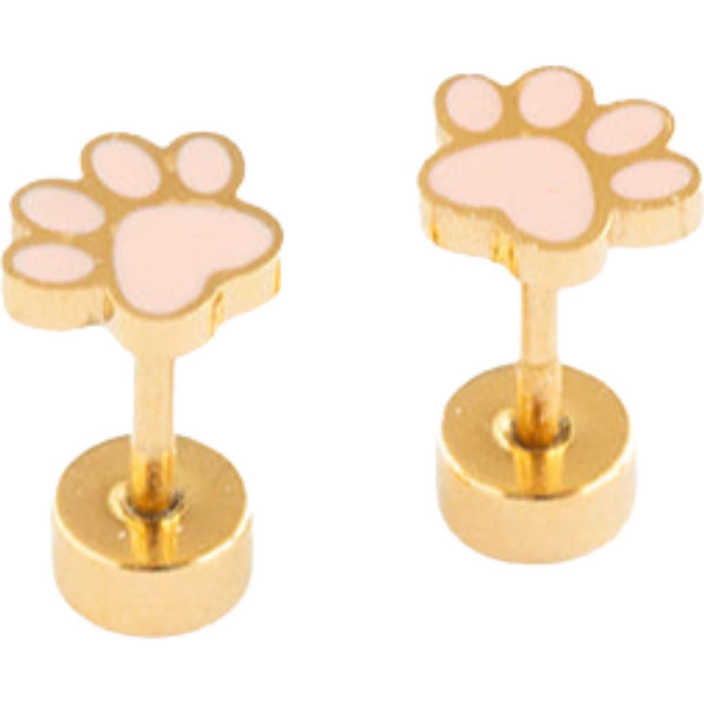 Pip Pop Pip Pop Paw Print Hypoallergenic Flatback Stud Earrings