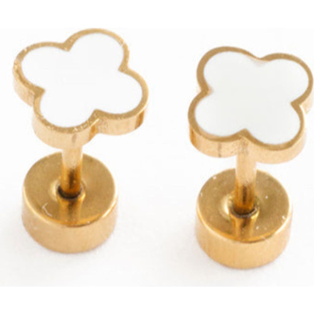 Pip Pop Pip Pop Quatrefoil Hypoallergenic Flatback Stud Earrings