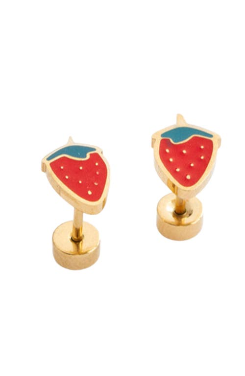 Pip Pop Pip Pop Strawberry Hypoallergenic Flatback Stud Earrings