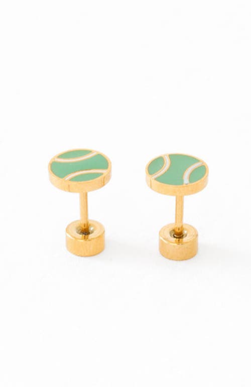 Pip Pop Pip Pop Tennis Ball Hypoallergenic Flatback Stud Earrings