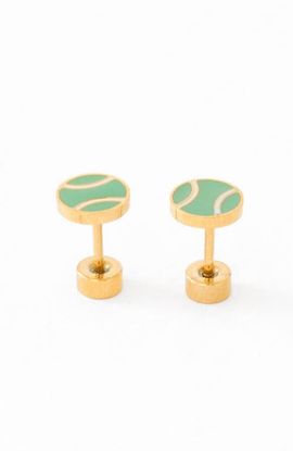 Pip Pop Pip Pop Tennis Ball Hypoallergenic Flatback Stud Earrings