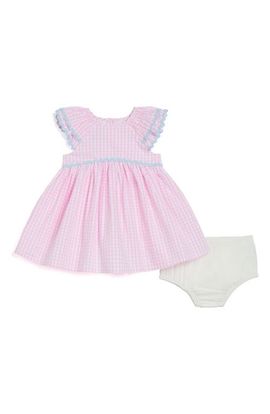 Pippa & Julie Pippa & Julie Gingham Flutter Sleeve Cotton Party Dress with Bloomers