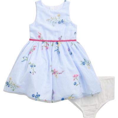 Pippa & Julie Pippa & Julie Kids' Embroidered Floral Stripe Dress & Bloomers