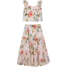 Pippa & Julie Pippa & Julie Kids' Floral Clip Dopt Tank & Maxi Skirt Set