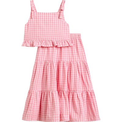 Pippa & Julie Pippa & Julie Kids' Vera Ruffle Gingham Tank & Maxi Skirt Set
