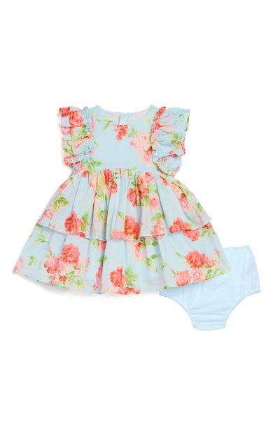 Pippa & Julie Pippa & Julie Rose Print Dress & Bloomers Set