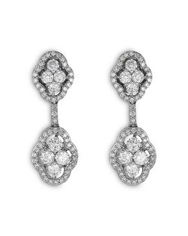 Piranesi Piranesi 18K White Gold Maison Diamond Halo Cluster Drop Earrings