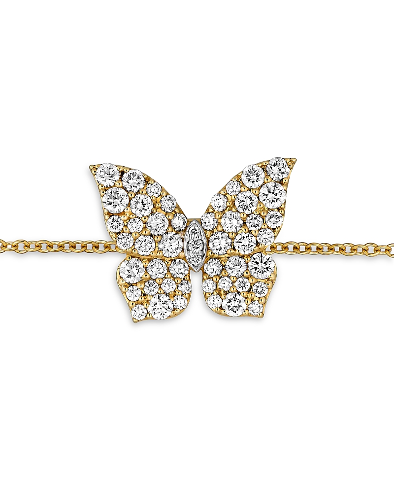 Piranesi Piranesi 18K Yellow Gold Butterfly Diamond Charm Chain Link Bracelet