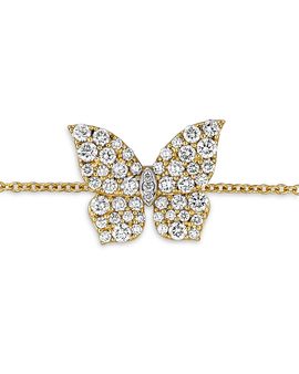 Piranesi Piranesi 18K Yellow Gold Butterfly Diamond Charm Chain Link Bracelet