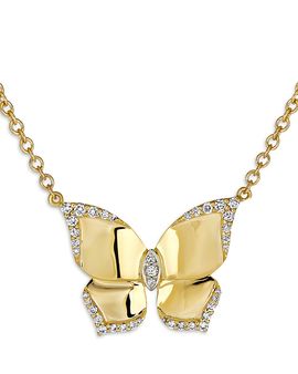 Piranesi Piranesi 18K Yellow Gold Butterfly Diamond Oro Pendant Necklace, 16-18
