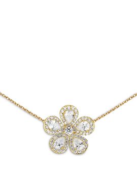 Piranesi Piranesi 18K Yellow Gold Classic Flower Diamond Pear & Round Three Station Necklace, 16-18