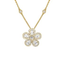 Piranesi Piranesi 18K Yellow Gold Diamond Classic Flower Mini Necklace, 16-18