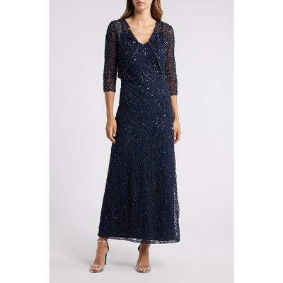 Pisarro Nights Pisarro Nights Beaded Sequin Gown with Bolero