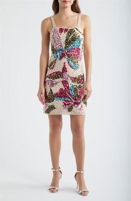 Pisarro Nights Pisarro Nights Sequin Floral Sheath Dress