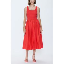 Pistola Pistola Alessia Smocked Drop-Waist Stretch Cotton Midi Dress