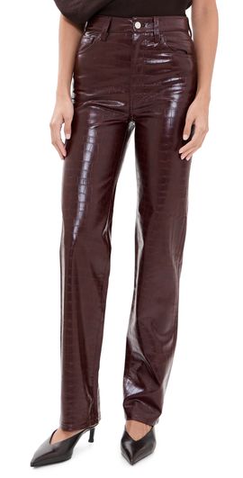 Pistola Pistola Cassie Super High Rise Straight Faux Leather Pants Burgundy Croc