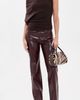 Pistola Pistola Cassie Super High Rise Straight Faux Leather Pants Burgundy Croc - 5