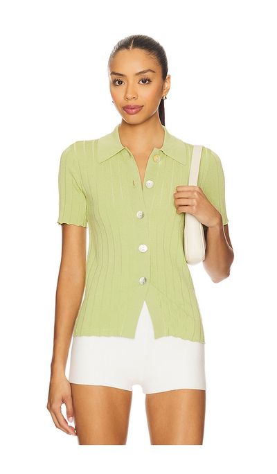 PISTOLA PISTOLA Dominique Ribbed Short Sleeve Cardigan