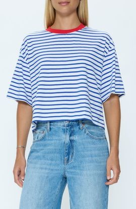 Pistola Pistola Mae Stripe Cotton Back Cutout Crop T-Shirt