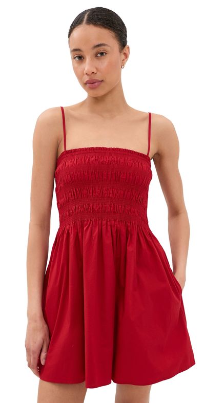 Pistola Pistola Mina Smocked Bodice Mini Dress Racer Red