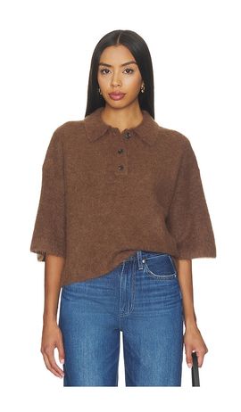 PISTOLA PISTOLA Nadya Alpaca Blend Boxy Polo Sweater Top