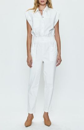 Pistola Pistola Rosie Padded Shoulder Cotton Jumpsuit