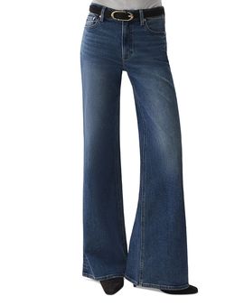 Pistola Pistola Vivian Mid Rise Wide Leg Jeans in Blue Depths