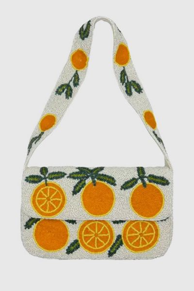 Pizzazz Pizzazz Beaded Motif Shoulder Bag in Orange Pattern, Women's at Urban Outfitters