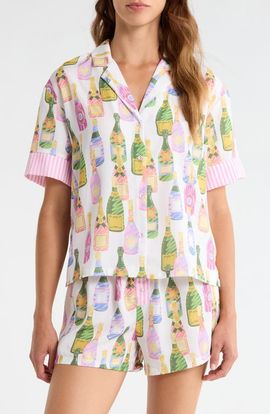 PJ Salvage PJ Salvage Notch Collar Top & Boxers Woven Short Pajamas