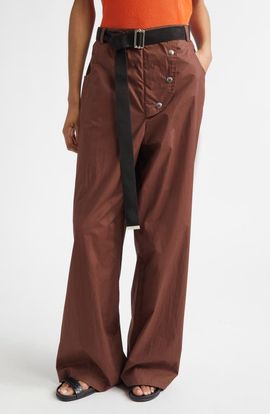 PLAN C PLAN C Belted Cotton Wide Leg Trousers