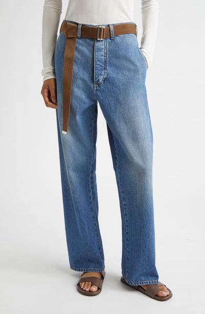 PLAN C PLAN C Belted Denim Straight Leg Trousers