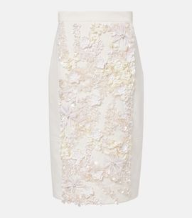 Plan C Plan C Embellished cotton drill midi skirt