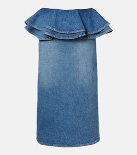 Plan C Plan C Peplum denim midi skirt