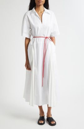 PLAN C PLAN C Relaxed Belted Cotton Dress