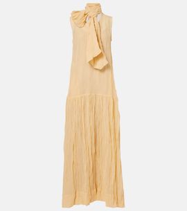 Plan C Plan C Scarf-detail cotton-blend maxi dress