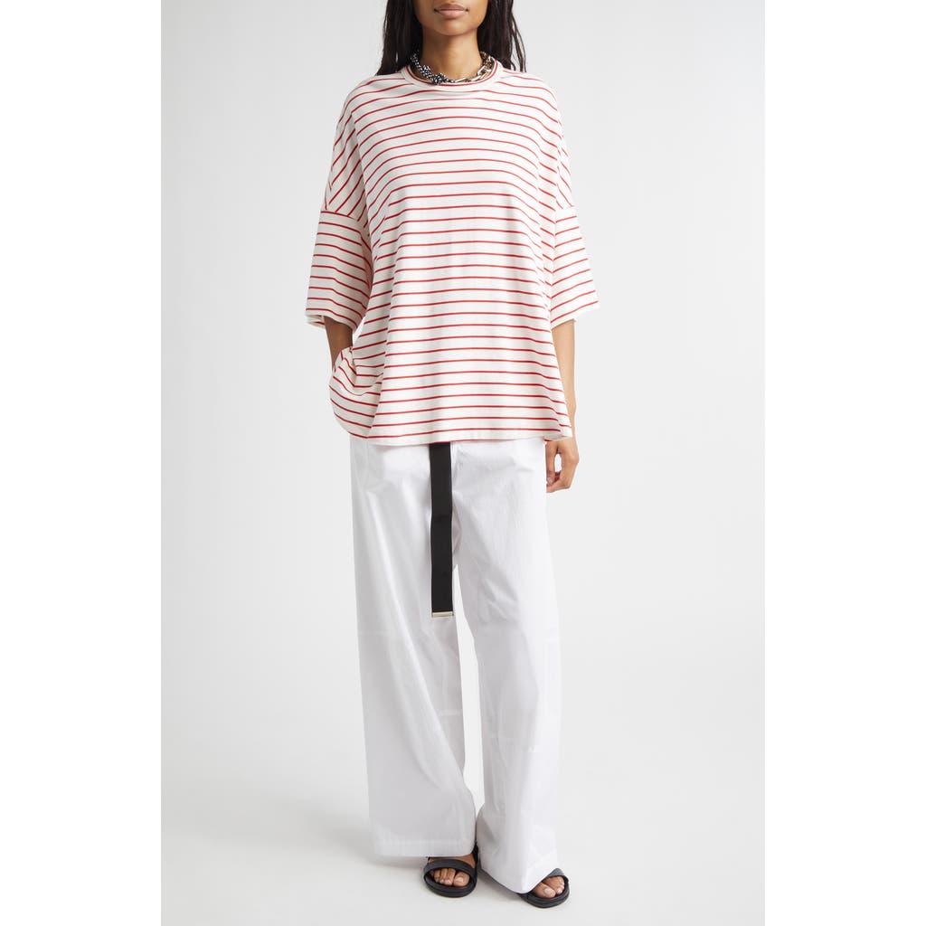 PLAN C PLAN C Stripe Oversize Cotton T-Shirt