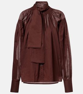 Plan C Plan C Tie-neck cotton blouse